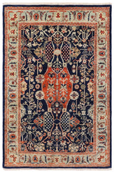 handmade Traditional Kafkaz Blue Rust Hand Knotted RECTANGLE 100% WOOL area rug 4 x 6